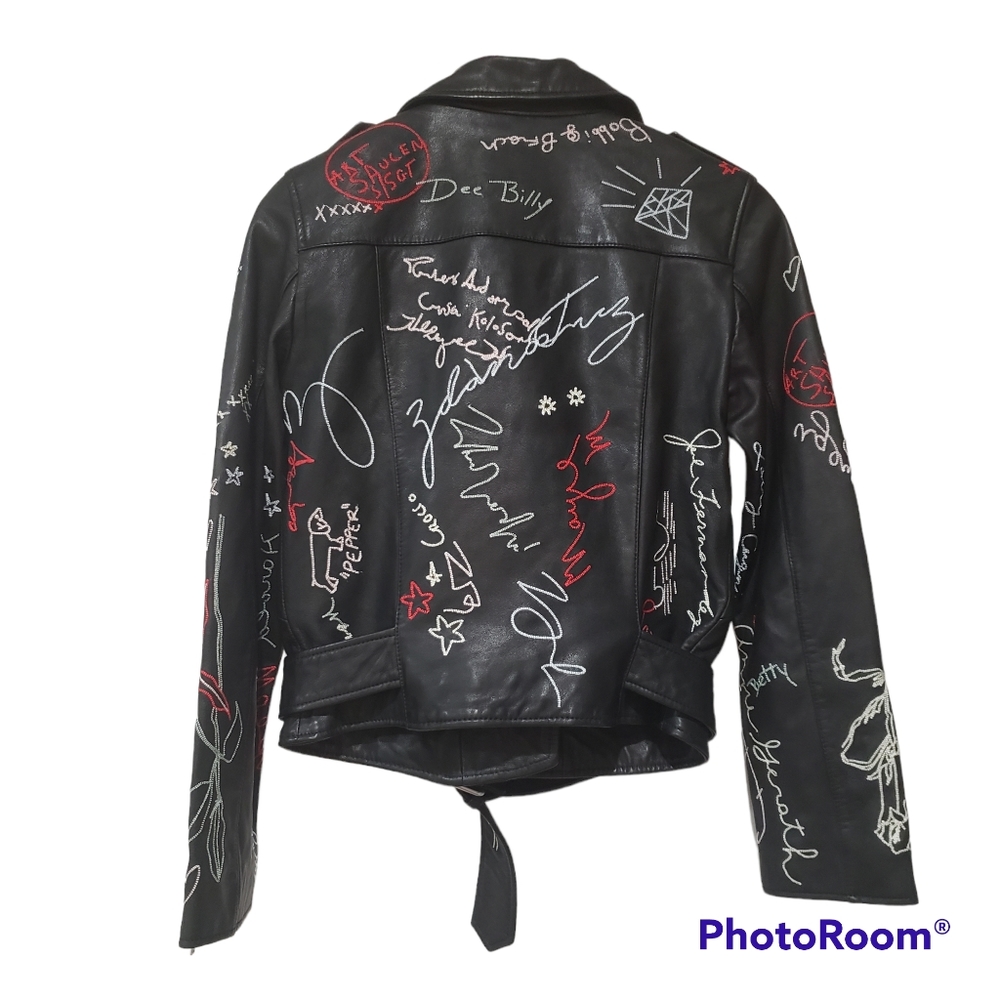 AllSaints Graff Balfern Leather jacket limited edition size 4 - Picture 4 of 9